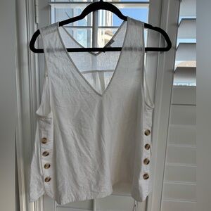 Madewell White Sleeveless Top with Button Accents